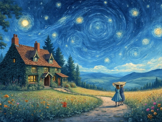 Starry Night Symbolism in Watercolor Art