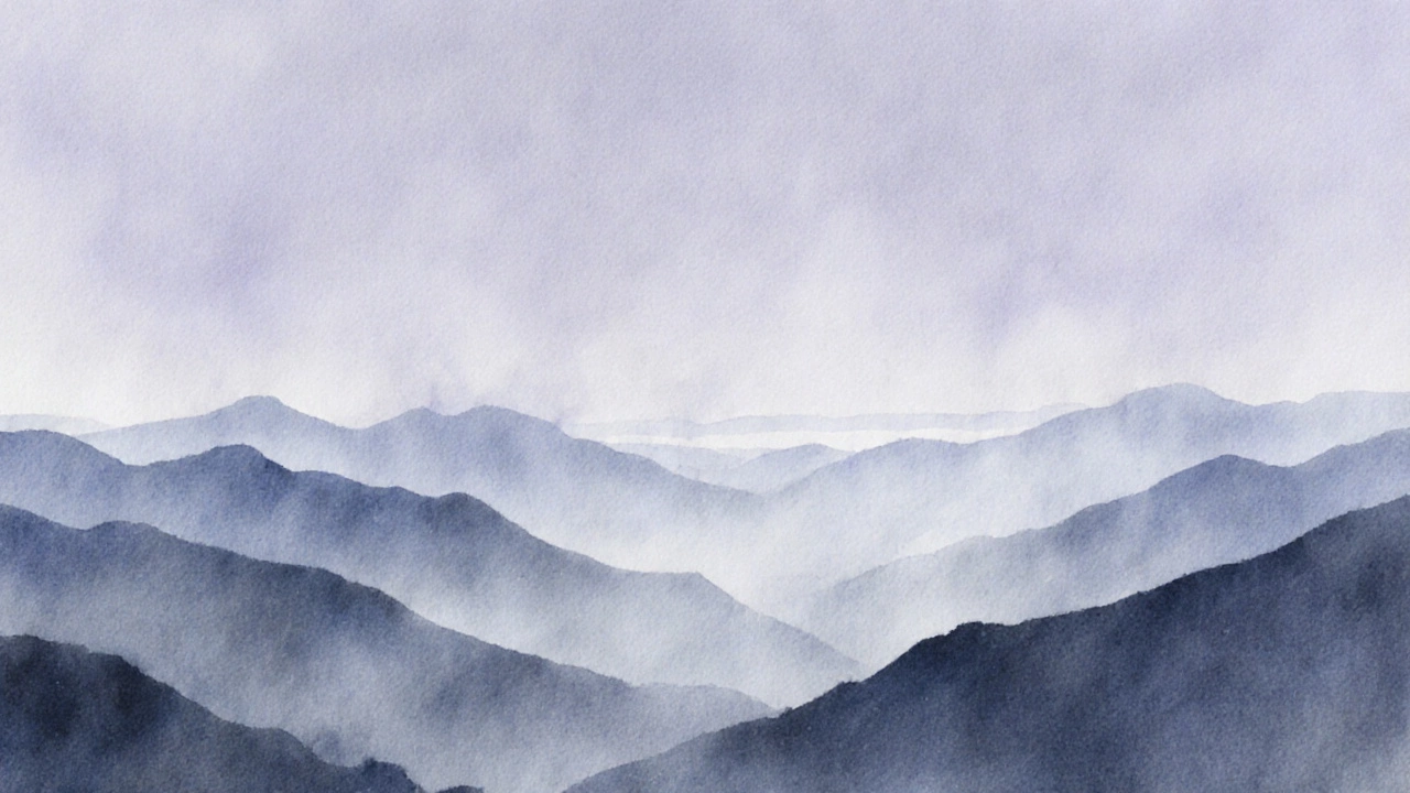 Distant mountains and sky blending into a hazy, muted horizon with minimal detail.