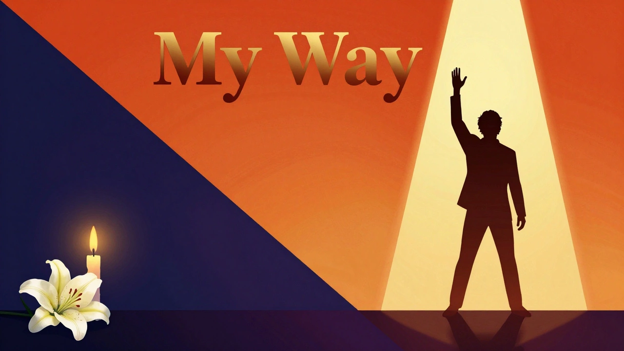 Artistic split image showing a transition from mournful blue to celebratory gold