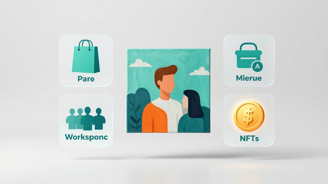 Illustration showing diverse revenue streams like merch, workshops, and digital assets.