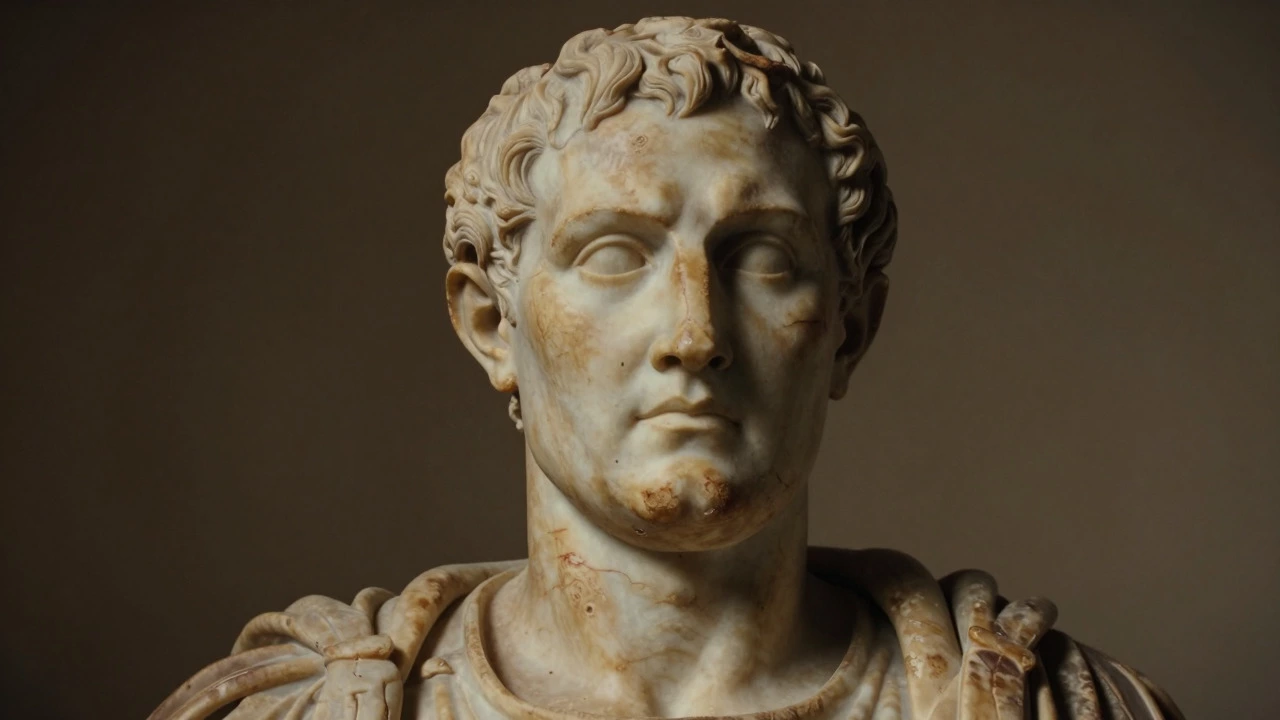 Ancient Roman bust showing realistic aging and facial imperfections
