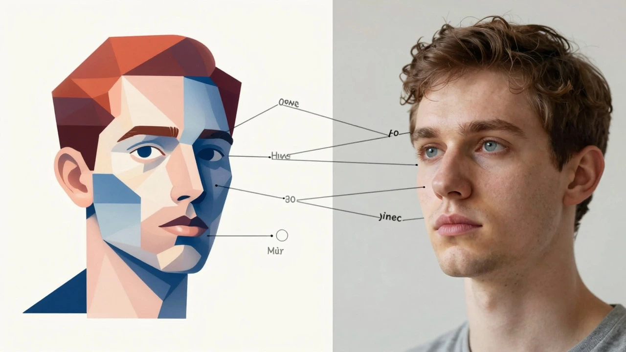 Conceptual art analysis of portrait composition and color
