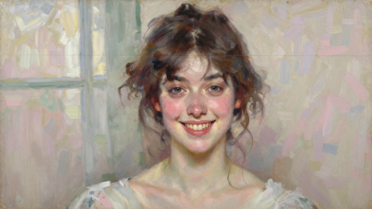 Elegant portrait using Rule of Thirds composition and expressive brushwork