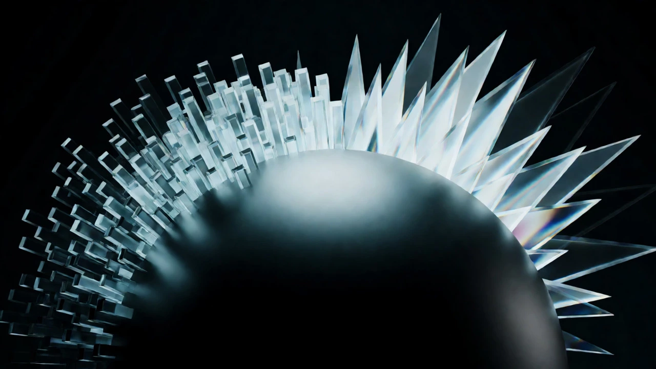 Abstract visual of clear geometric light shards transitioning from rough to smooth, symbolizing high-quality audio.