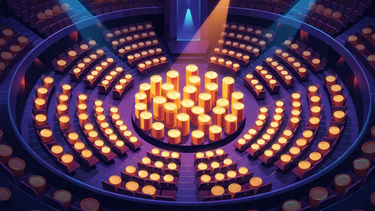 Conceptual view of a stadium where seat prices rise closer to the stage, illustrating dynamic pricing.